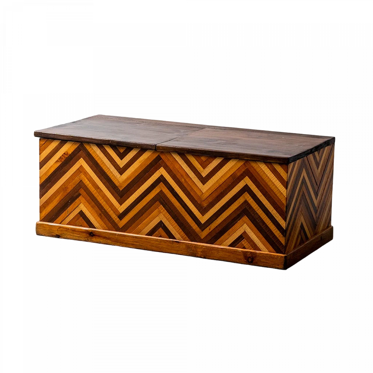 Wooden chest with geometric design, 1950s 12