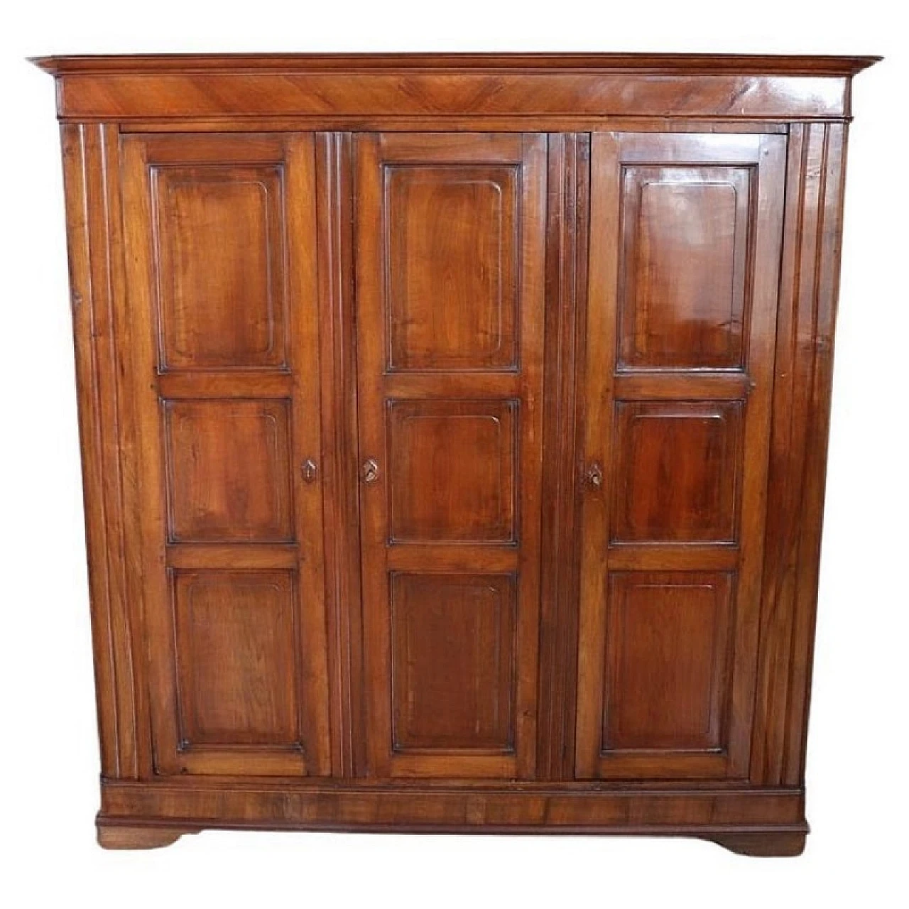 Louis Philippe solid walnut three-door wardrobe, mid-19th century 1