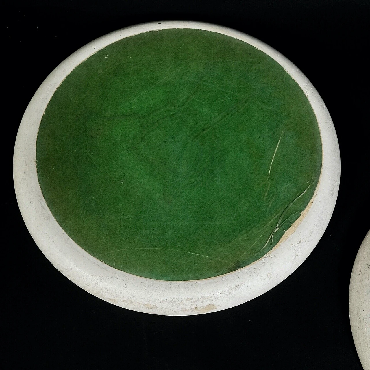 Pair of round travertine trays by Design Ants, 1970s 9