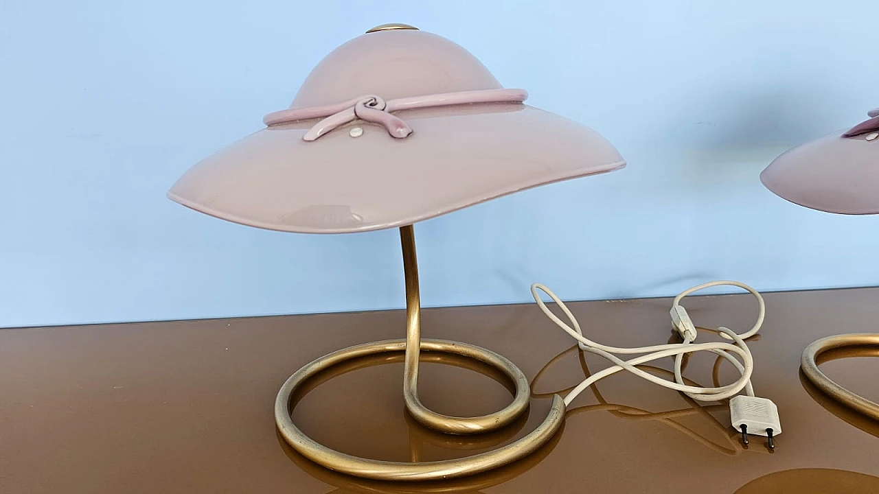 Pair of table lamps & a floor lamp in pink glass by La Murrina, 1980s 20