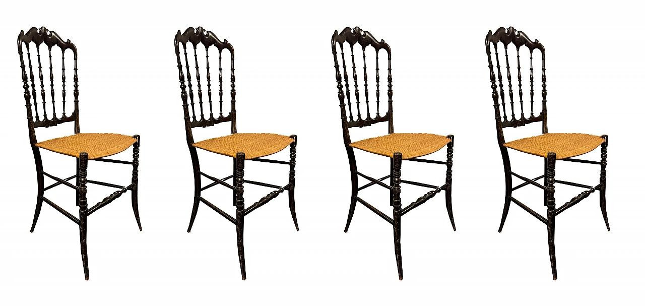 4 Chiavari chairs in wood and wicker 2