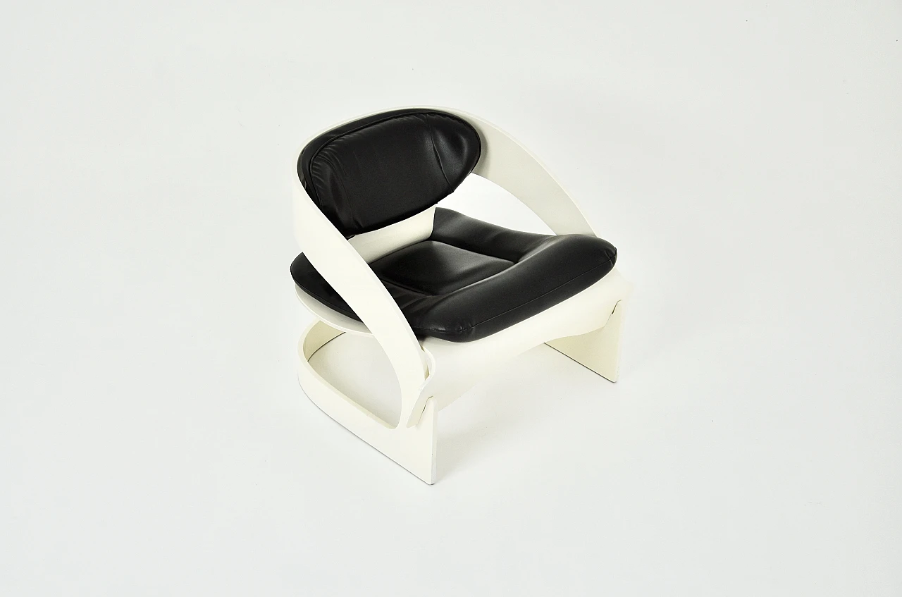 4801 armchair in wood and leather by Joe Colombo for Kartell, 1960s 2