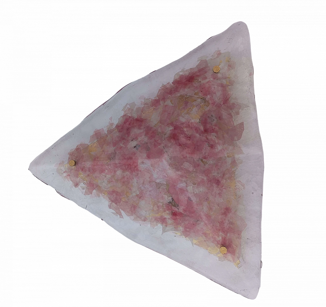 Triangular pink Murano glass ceiling lamp, 1970s 10