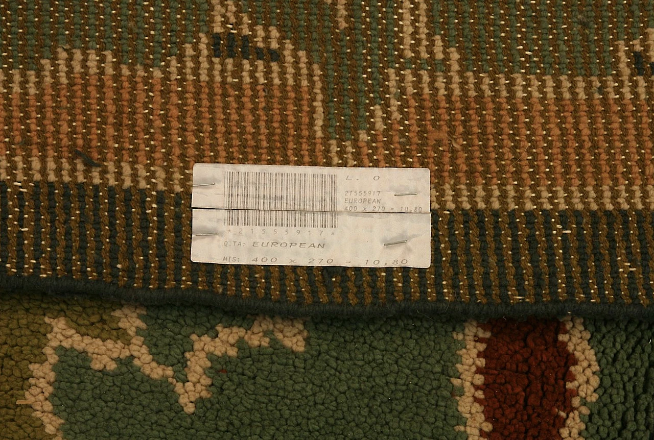 Olive-green wool carpet, 50s 1