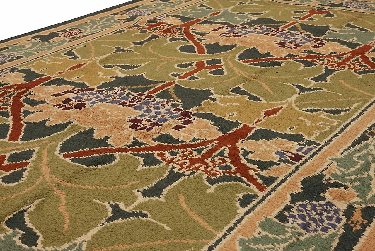Olive-green wool carpet, 50s 2