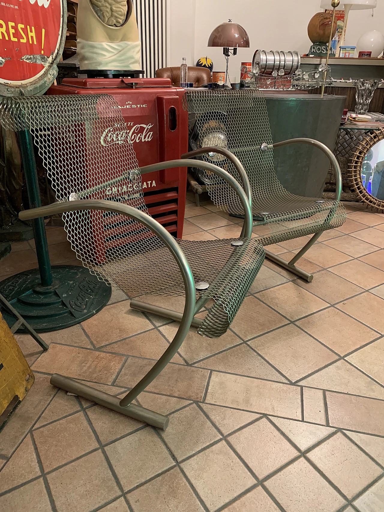 Pair of metal chairs by Shiro Kuramata for XO, 1980s 1