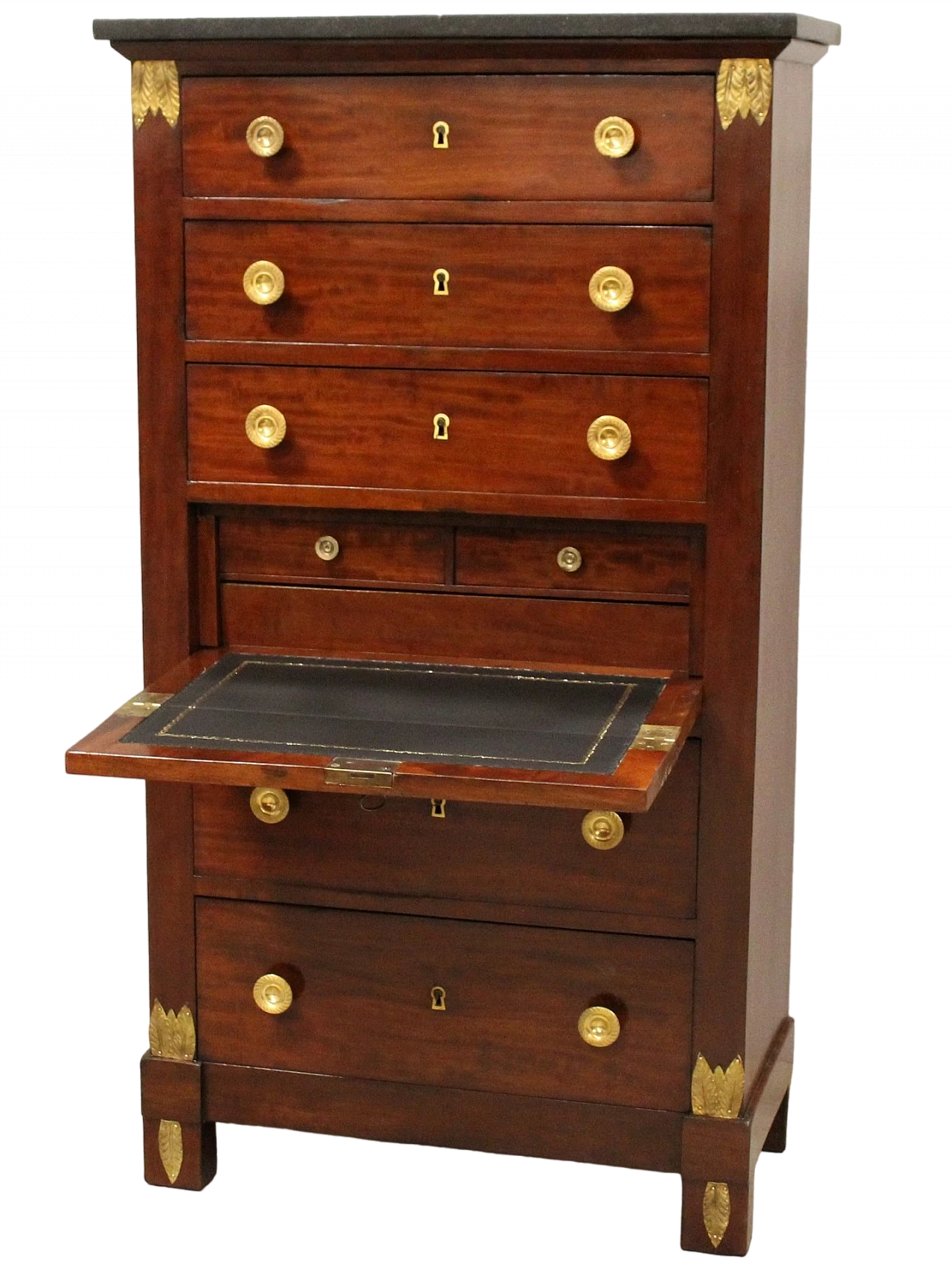 Empire mahogany secrétaire with marble top, early 19th century 2