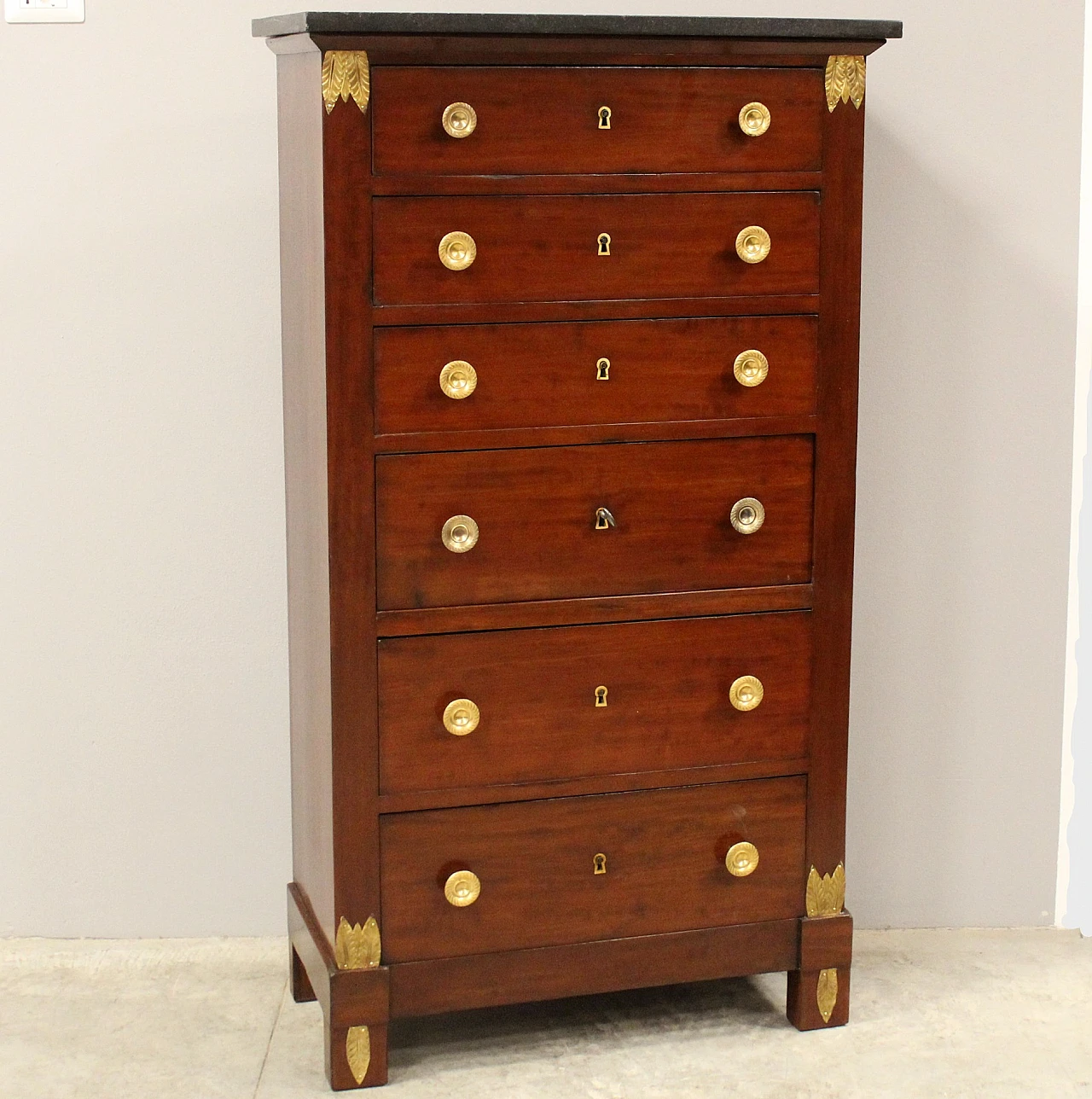 Empire mahogany secrétaire with marble top, early 19th century 5