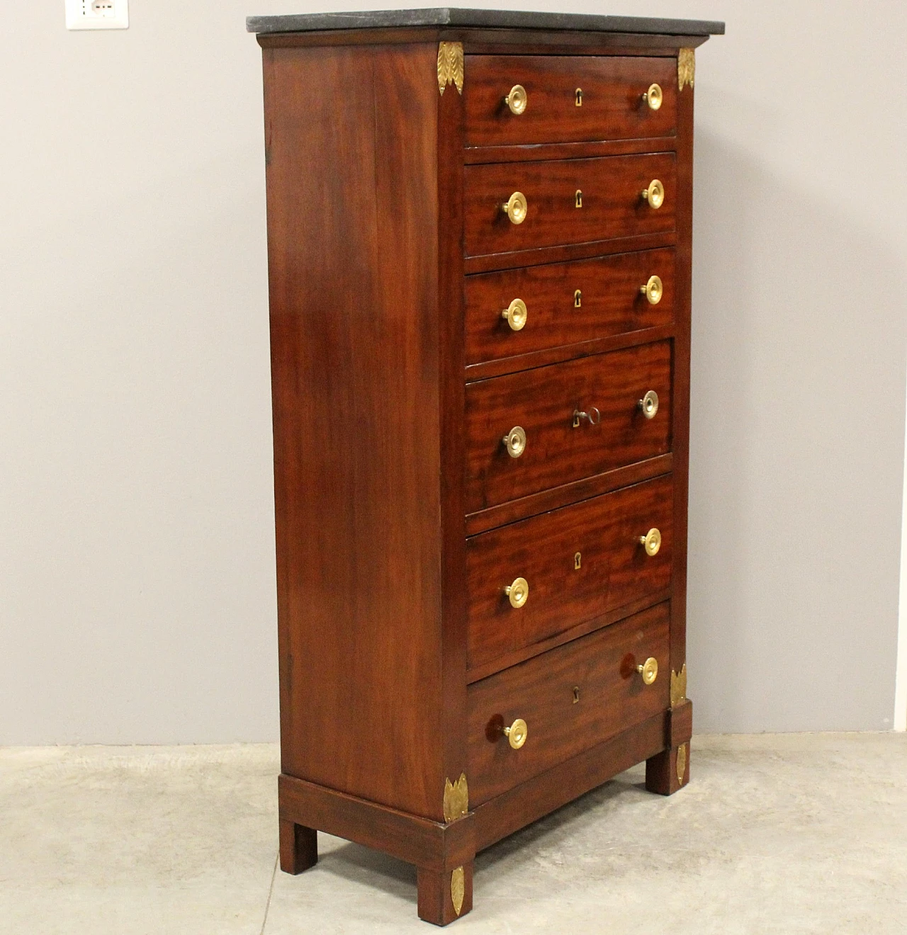 Empire mahogany secrétaire with marble top, early 19th century 7