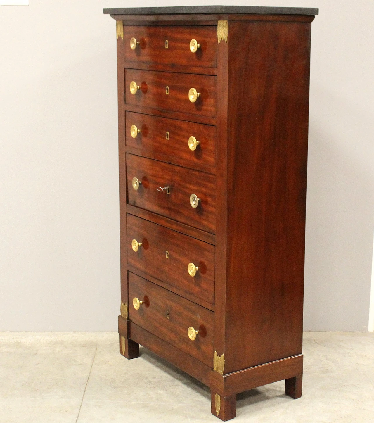 Empire mahogany secrétaire with marble top, early 19th century 9