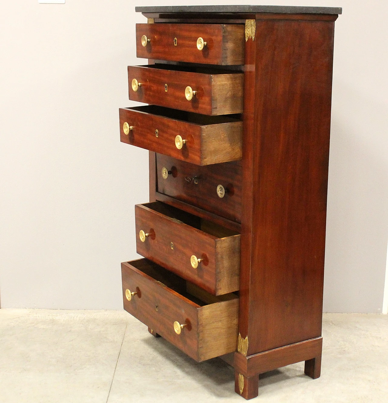 Empire mahogany secrétaire with marble top, early 19th century 11