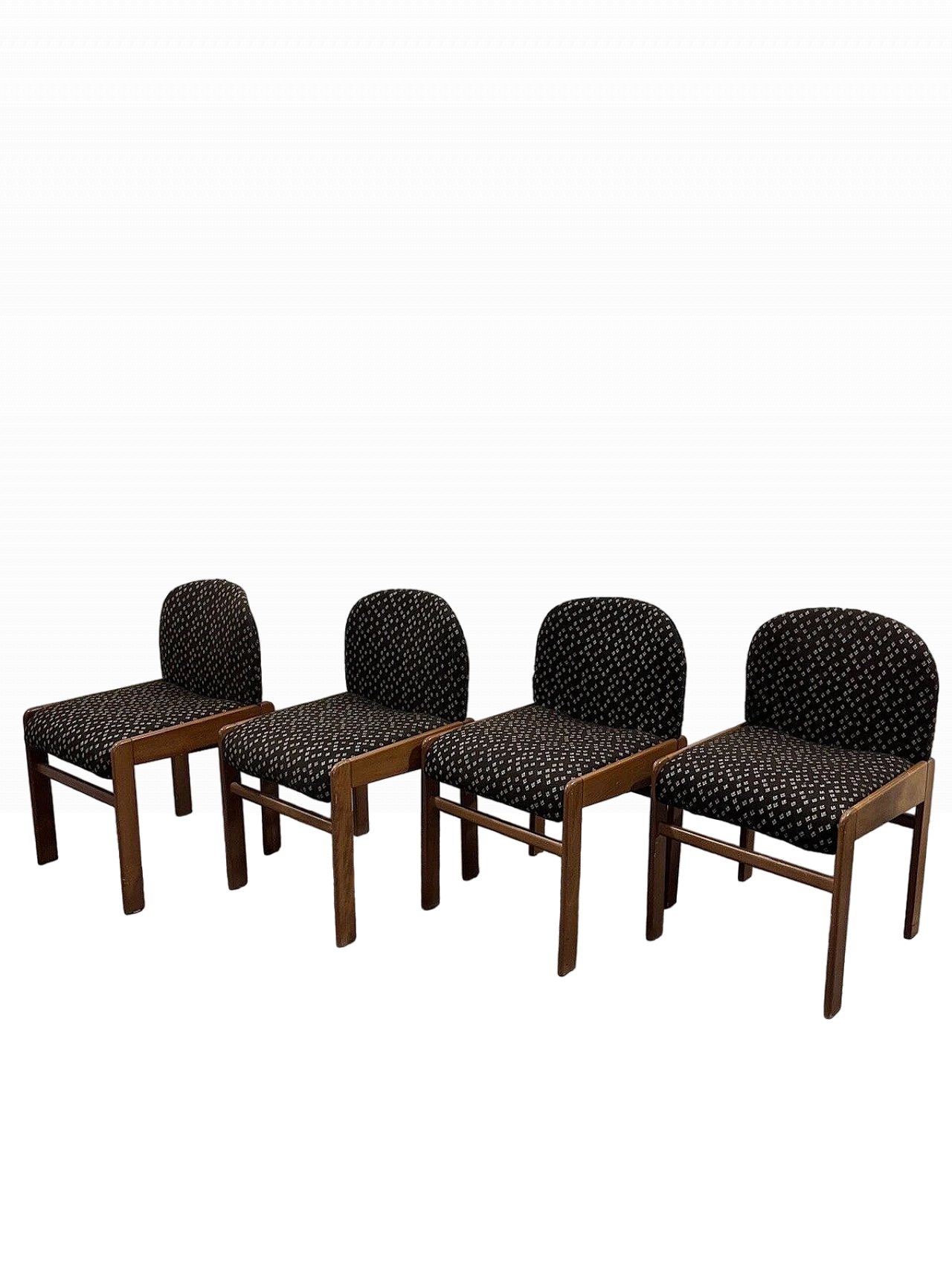 4 Chairs in wood and patterned fabric, 1960s 2