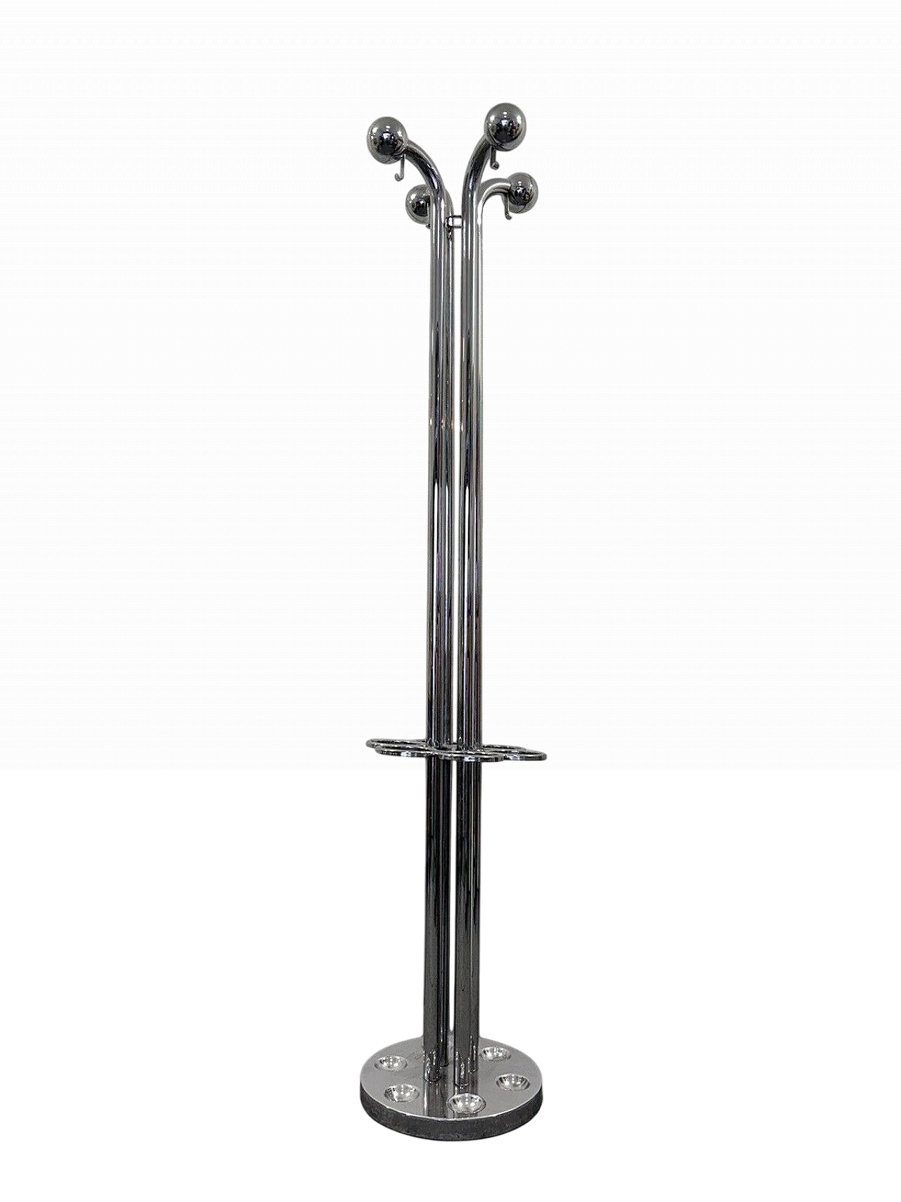 Space Age chromed steel floor coat rack, 1970s 2