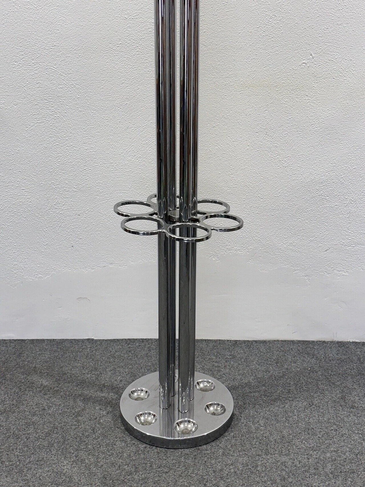 Space Age chromed steel floor coat rack, 1970s 3