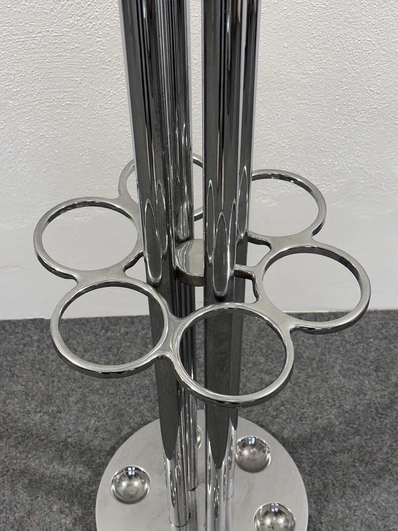 Space Age chromed steel floor coat rack, 1970s 8