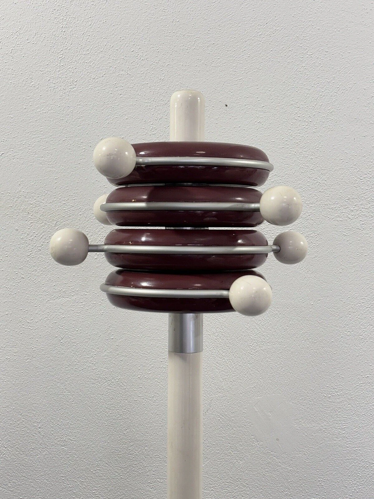 Space Age lacquered wood floor coat rack, 1970s 4