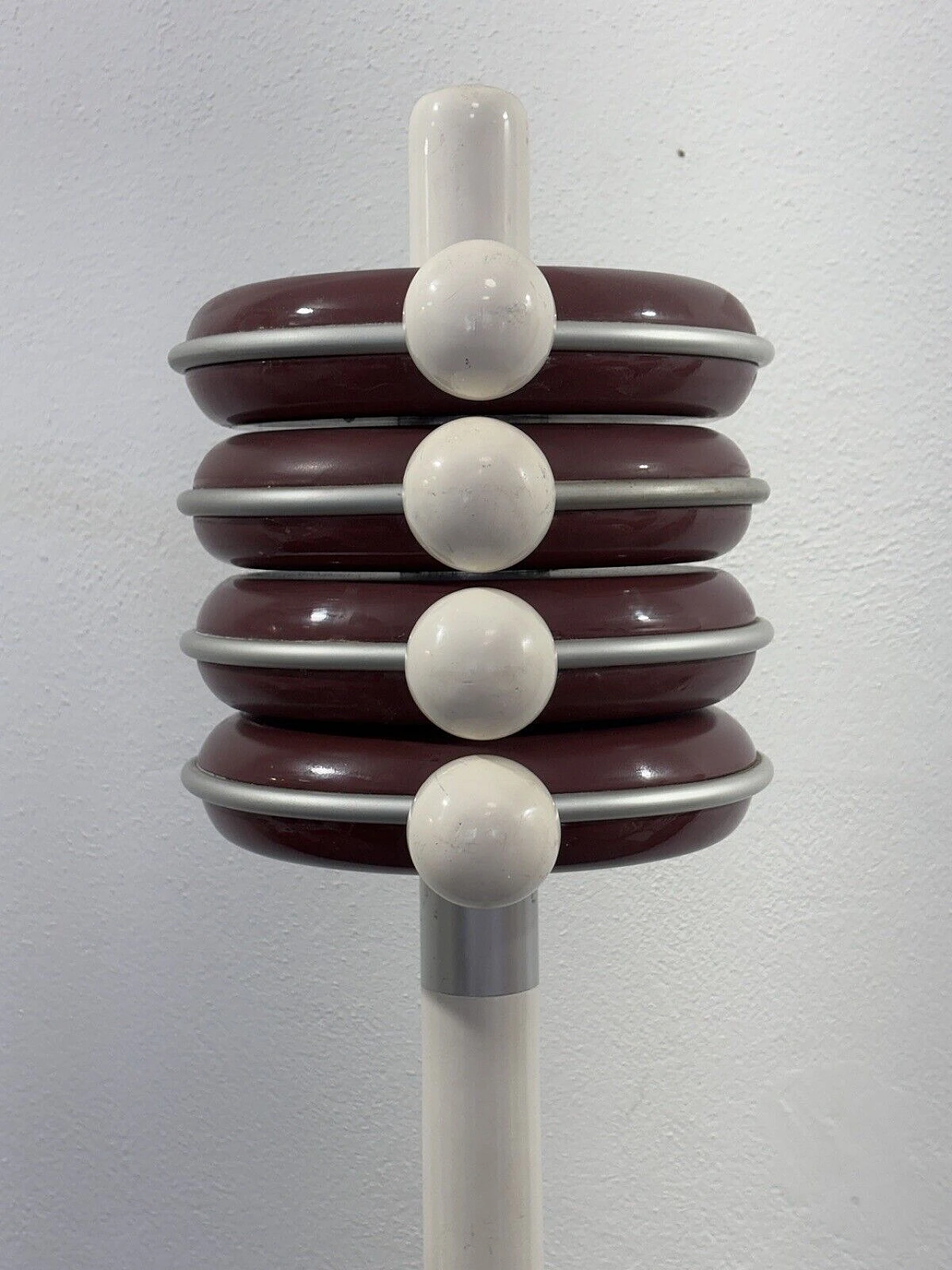 Space Age lacquered wood floor coat rack, 1970s 7