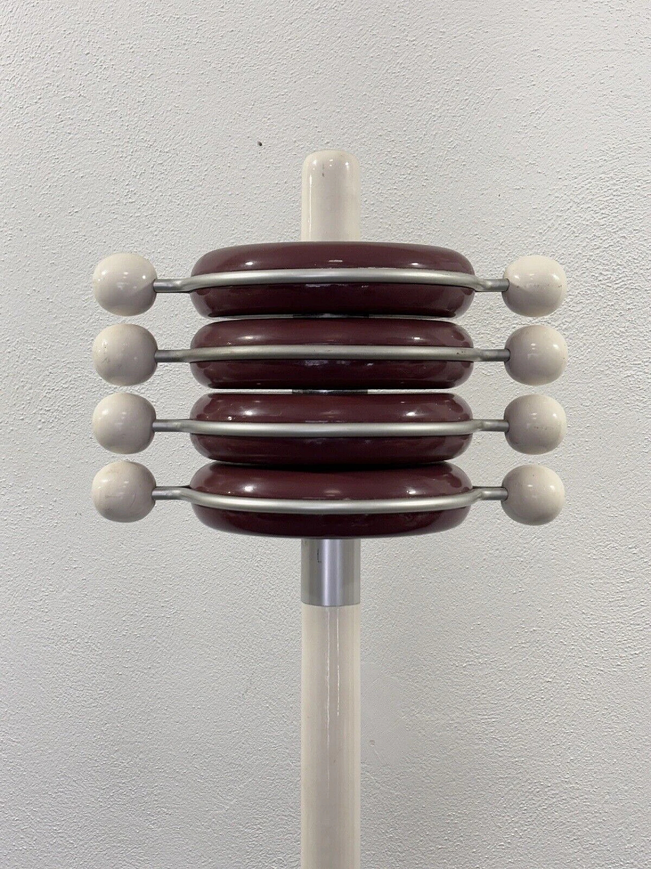 Space Age lacquered wood floor coat rack, 1970s 8