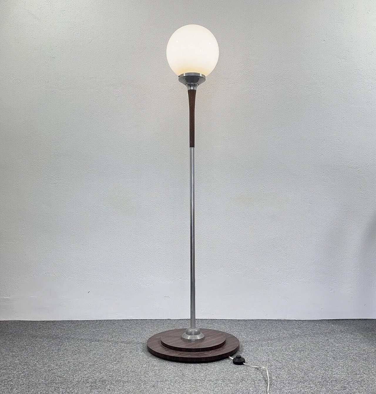 Teak, steel and glass floor lamp, 1960s 1