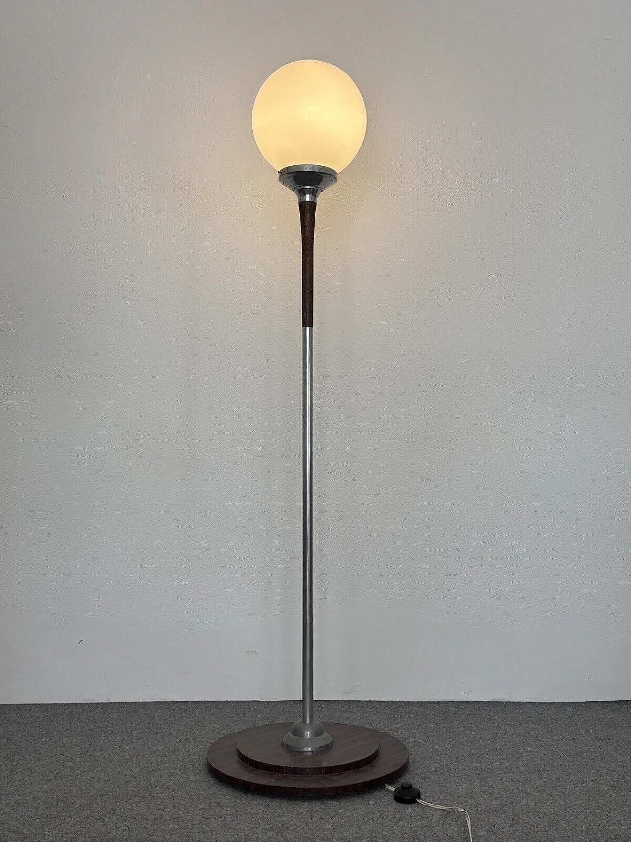 Teak, steel and glass floor lamp, 1960s 3