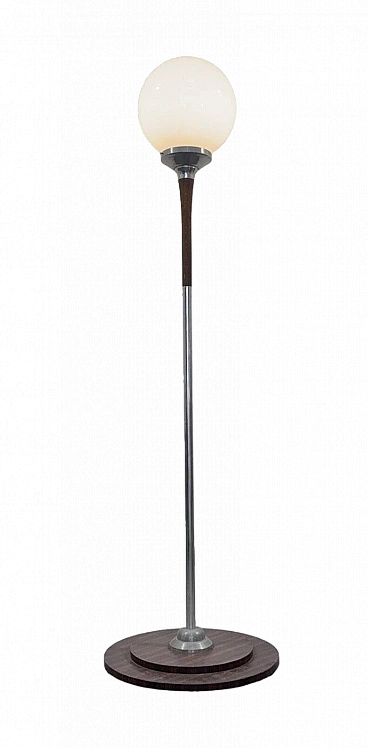 Teak, steel and glass floor lamp, 1960s