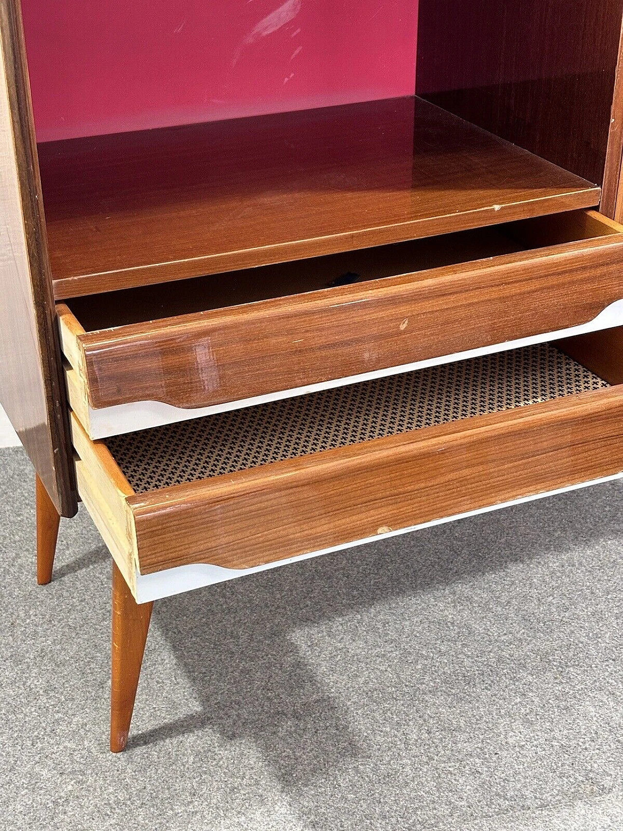 Wood and glass bar cabinet with decoration, 1950s 15