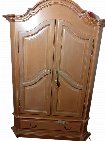 Salmon pink pickled wood wardrobe, 1980s