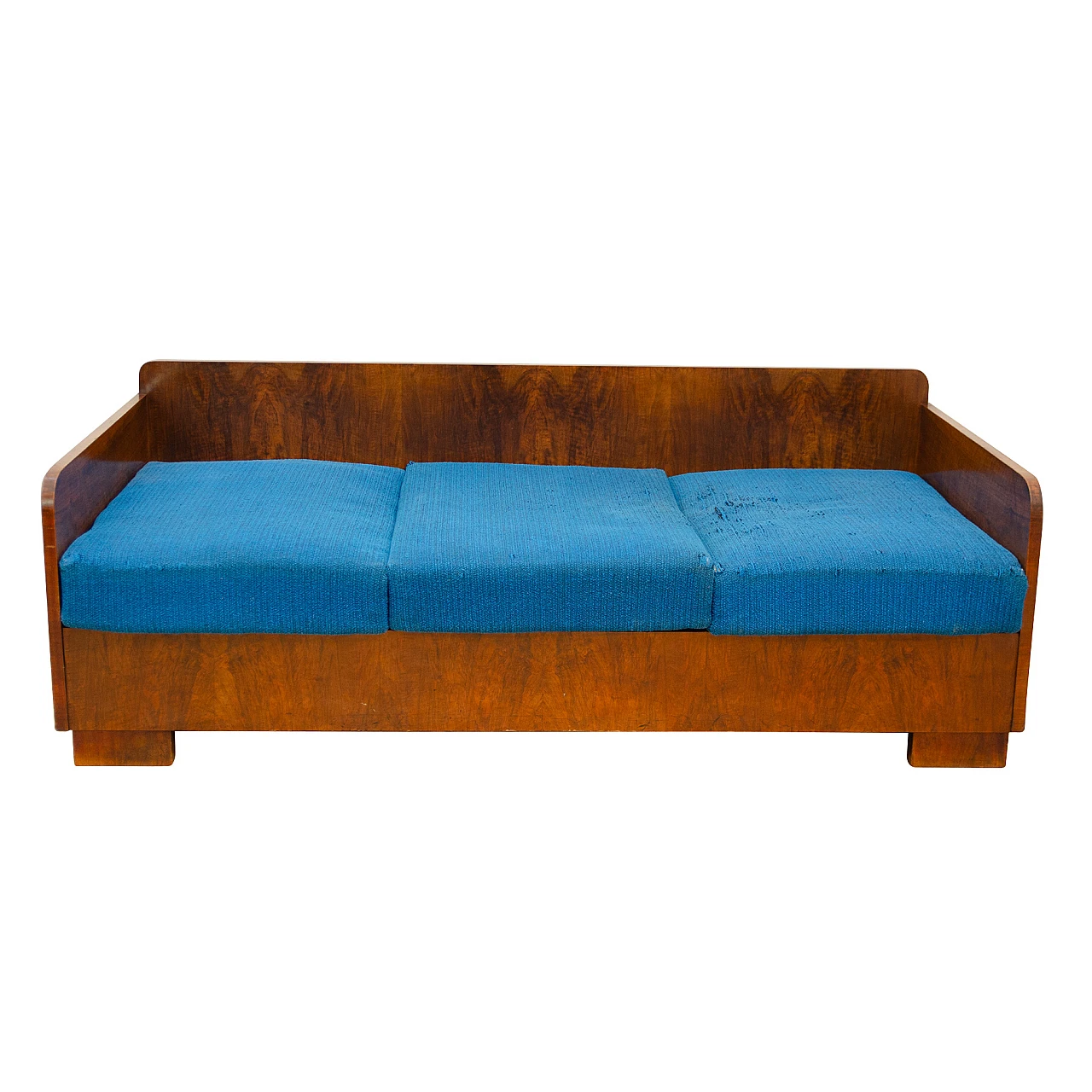 Czechoslovakian Art Deco walnut storage sofa, 1930s 1