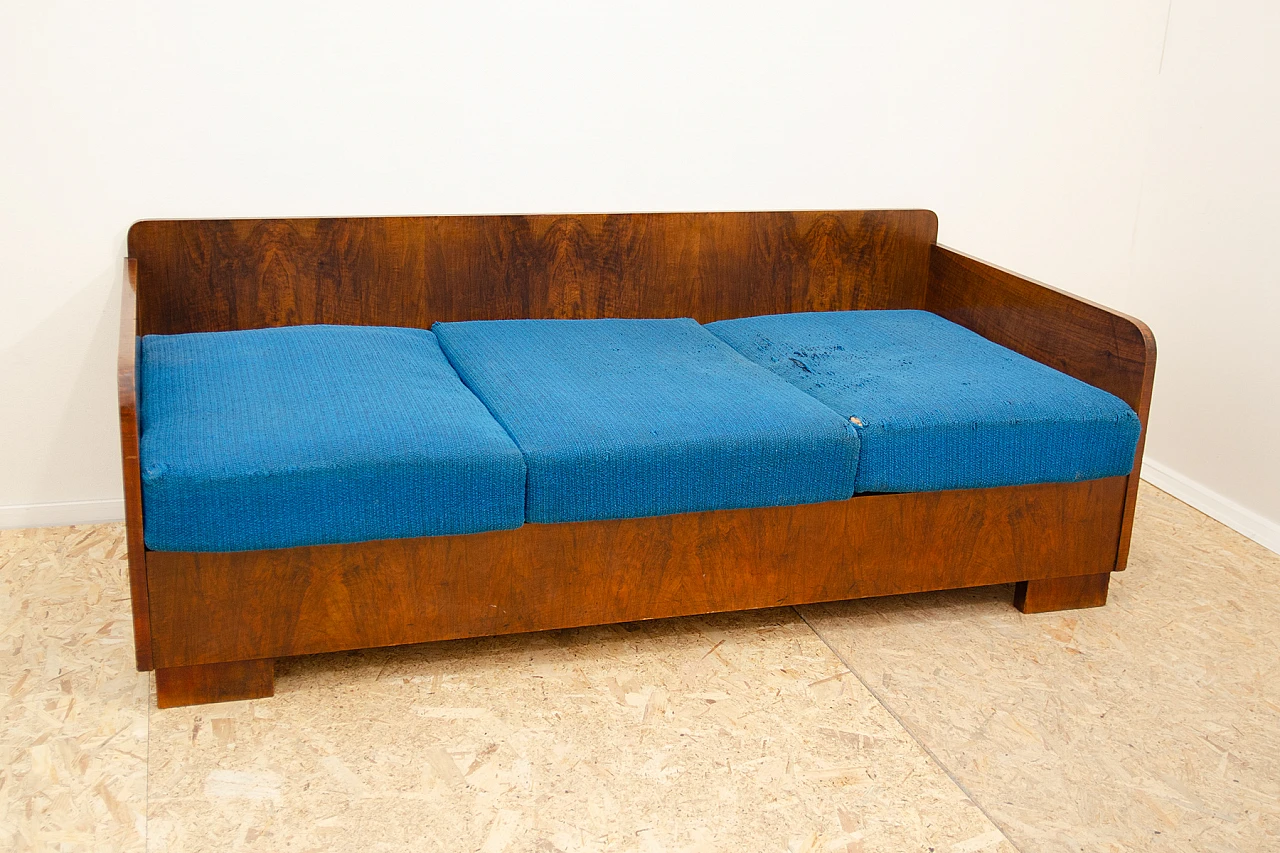 Czechoslovakian Art Deco walnut storage sofa, 1930s 2