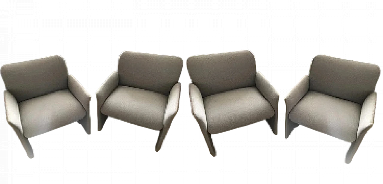 4 Lewes fabric armchairs by G. Offredi for Saporiti, 1980s 13