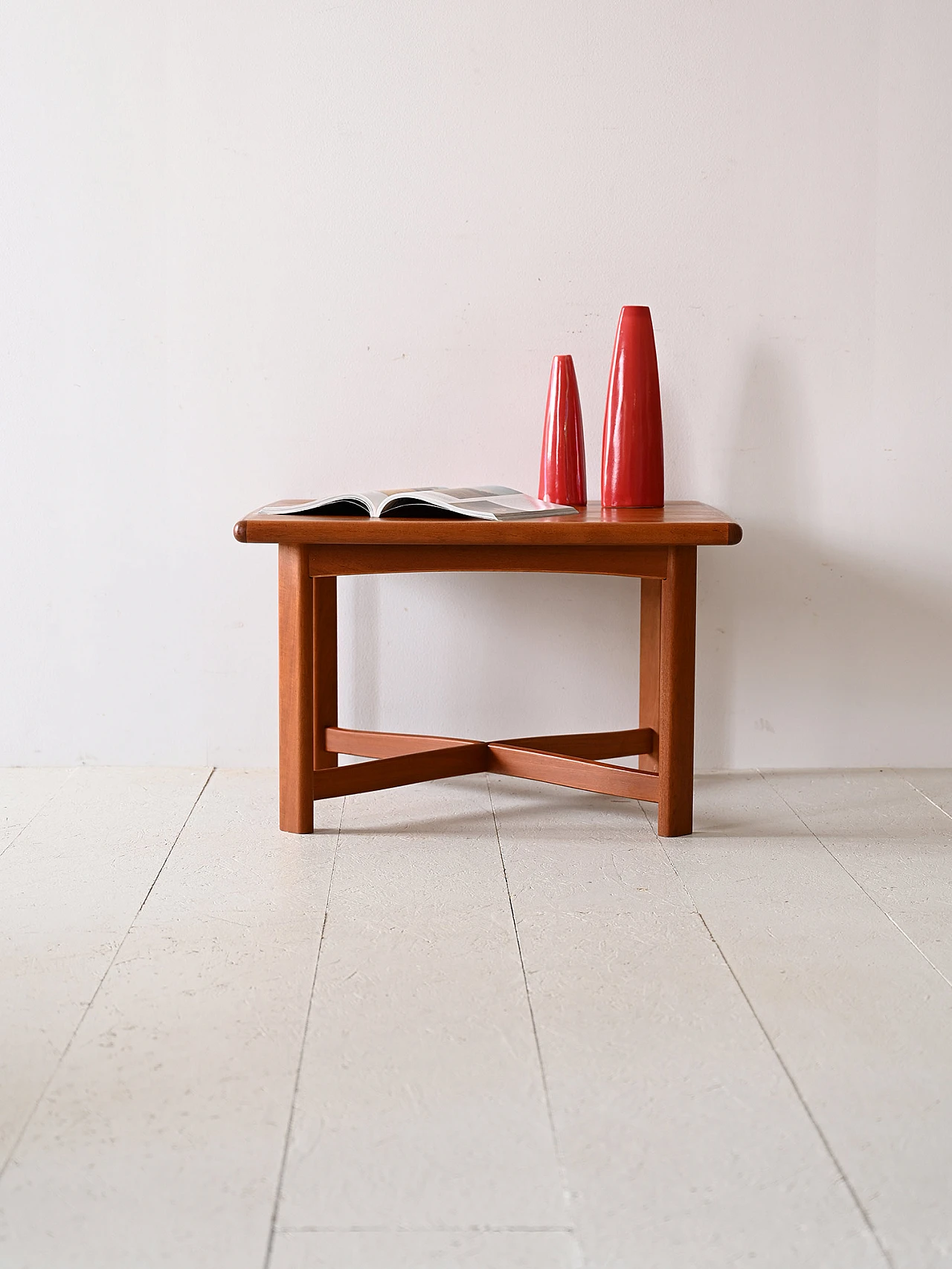 Scandinavian square teak coffee table, 1960s 2