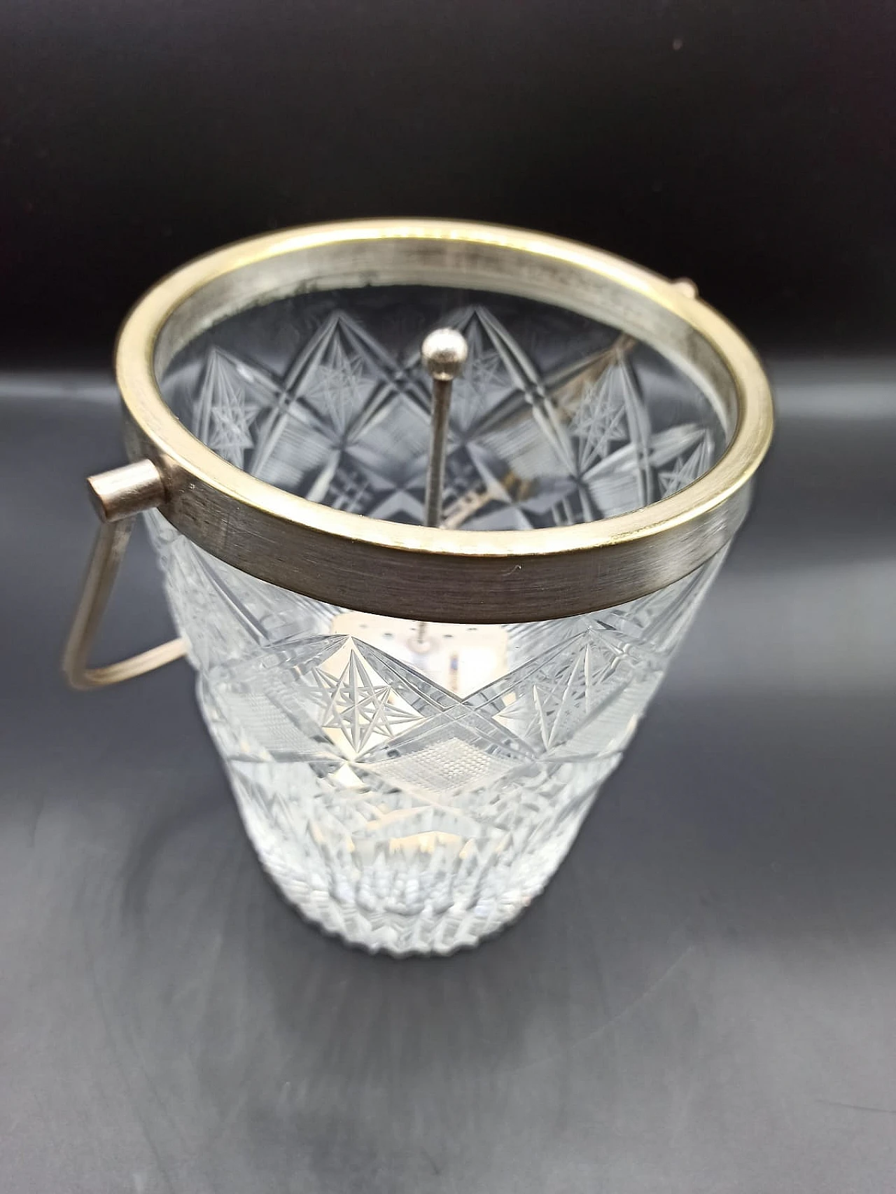 Crystal ice bucket with gilded handle, 1950s 1