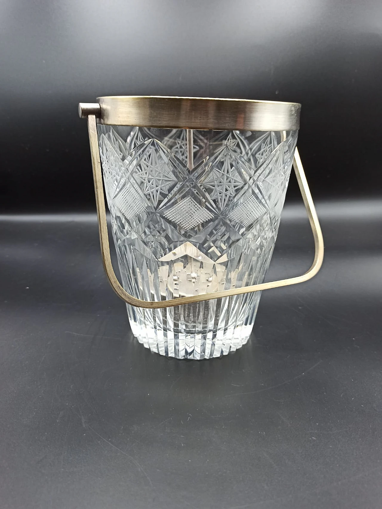 Crystal ice bucket with gilded handle, 1950s 2