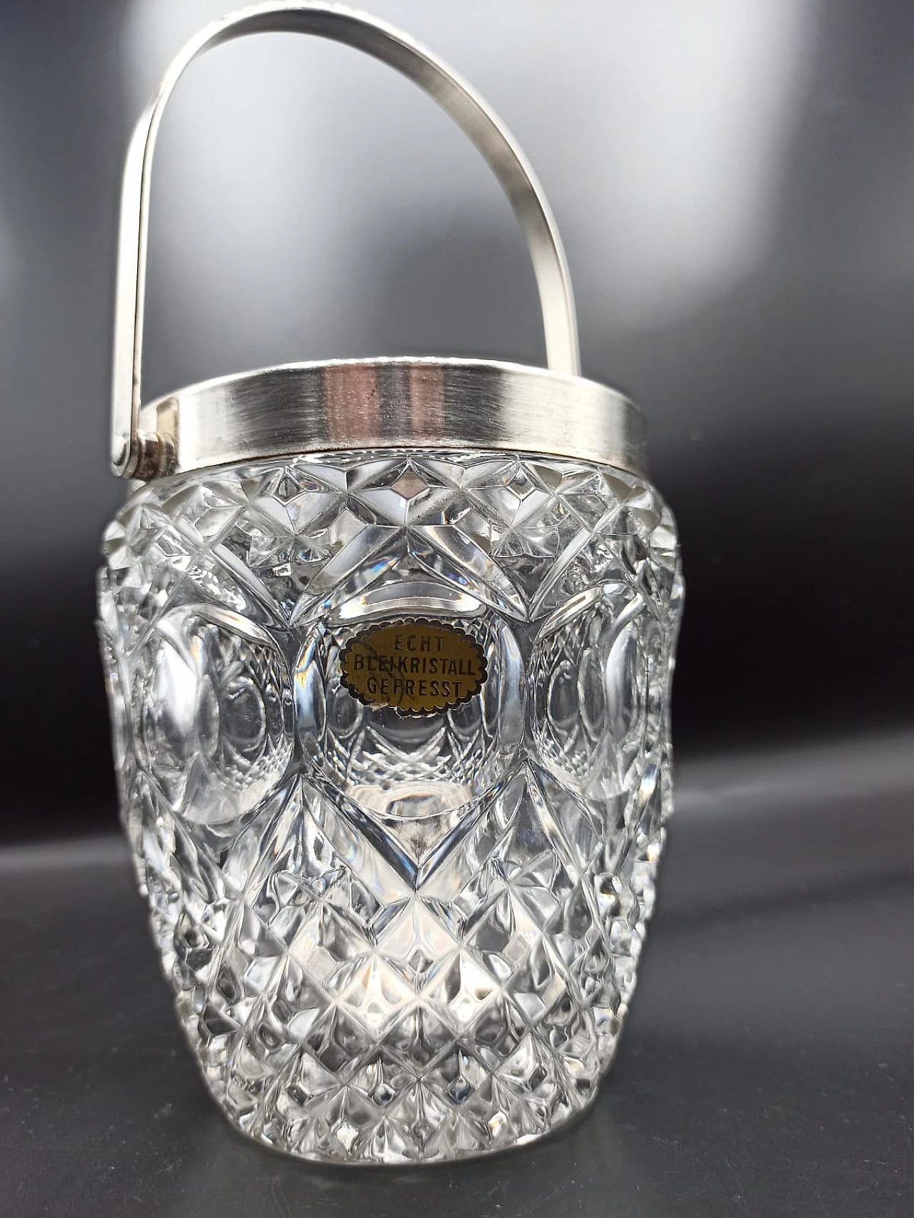 Ice bucket in crystal and silver, 1960s 1