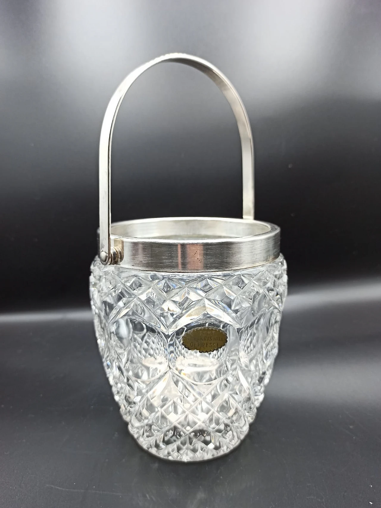 Ice bucket in crystal and silver, 1960s 2