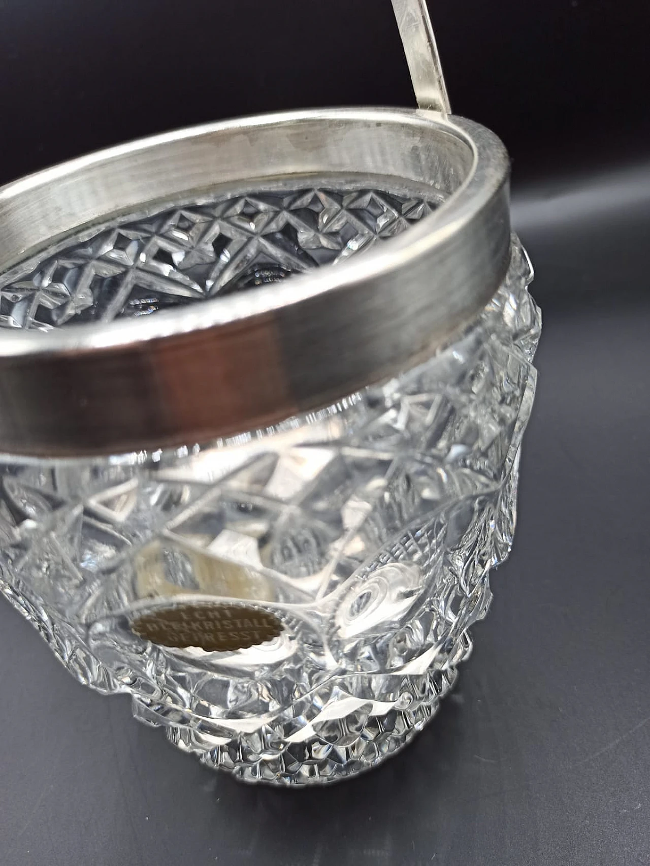 Ice bucket in crystal and silver, 1960s 5