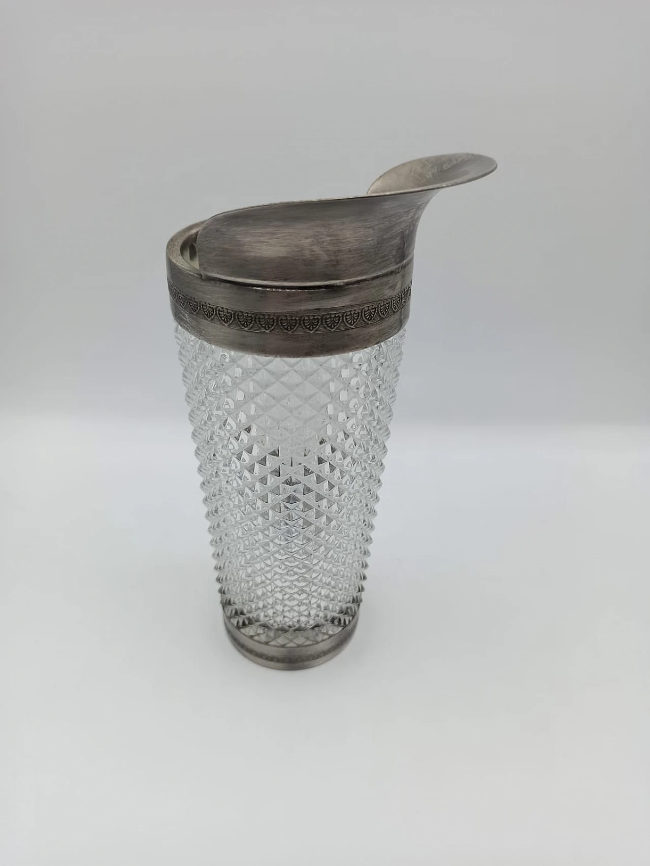 Shaker da cocktail in cristallo e argento, anni '60 3