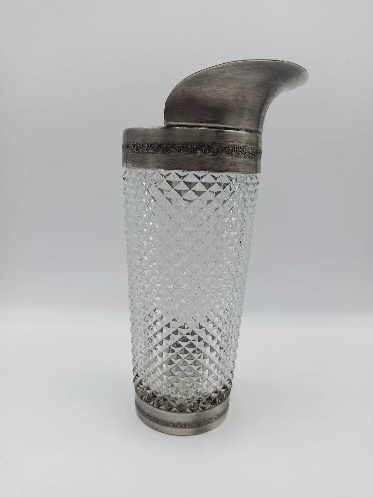 Shaker da cocktail in cristallo e argento, anni '60 4