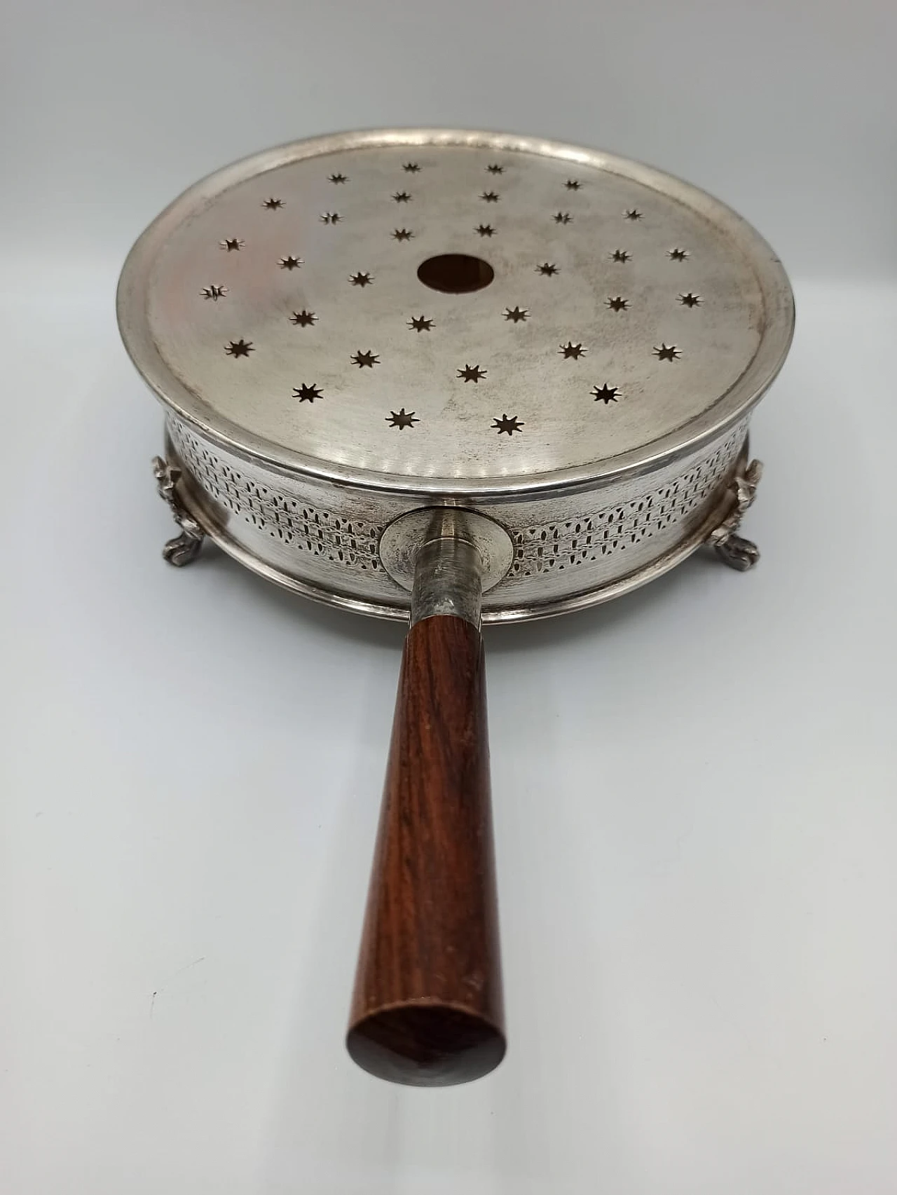 Metal food warmer with wooden handle, 1960s 2