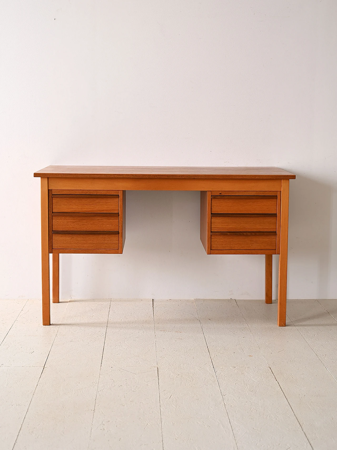 Scandinavian teak desk with birch details, 1960s 2