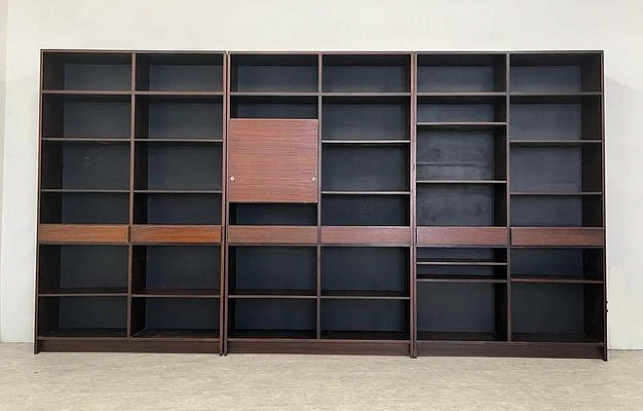 Piet three-module rosewood bookcase by Gavina, 1960s 1