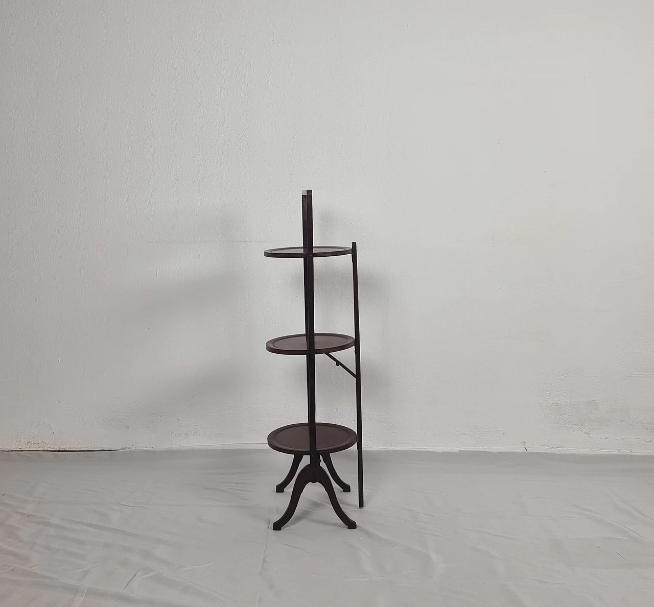 Folding valet stand with shelves in mahogany 8