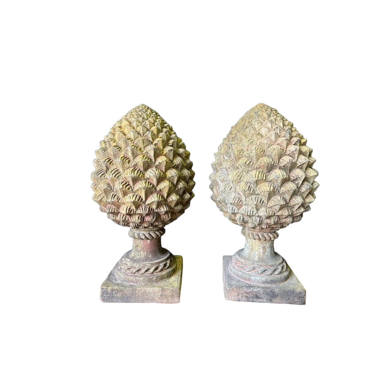 Pair of Renaissance style terracotta pine cones 2