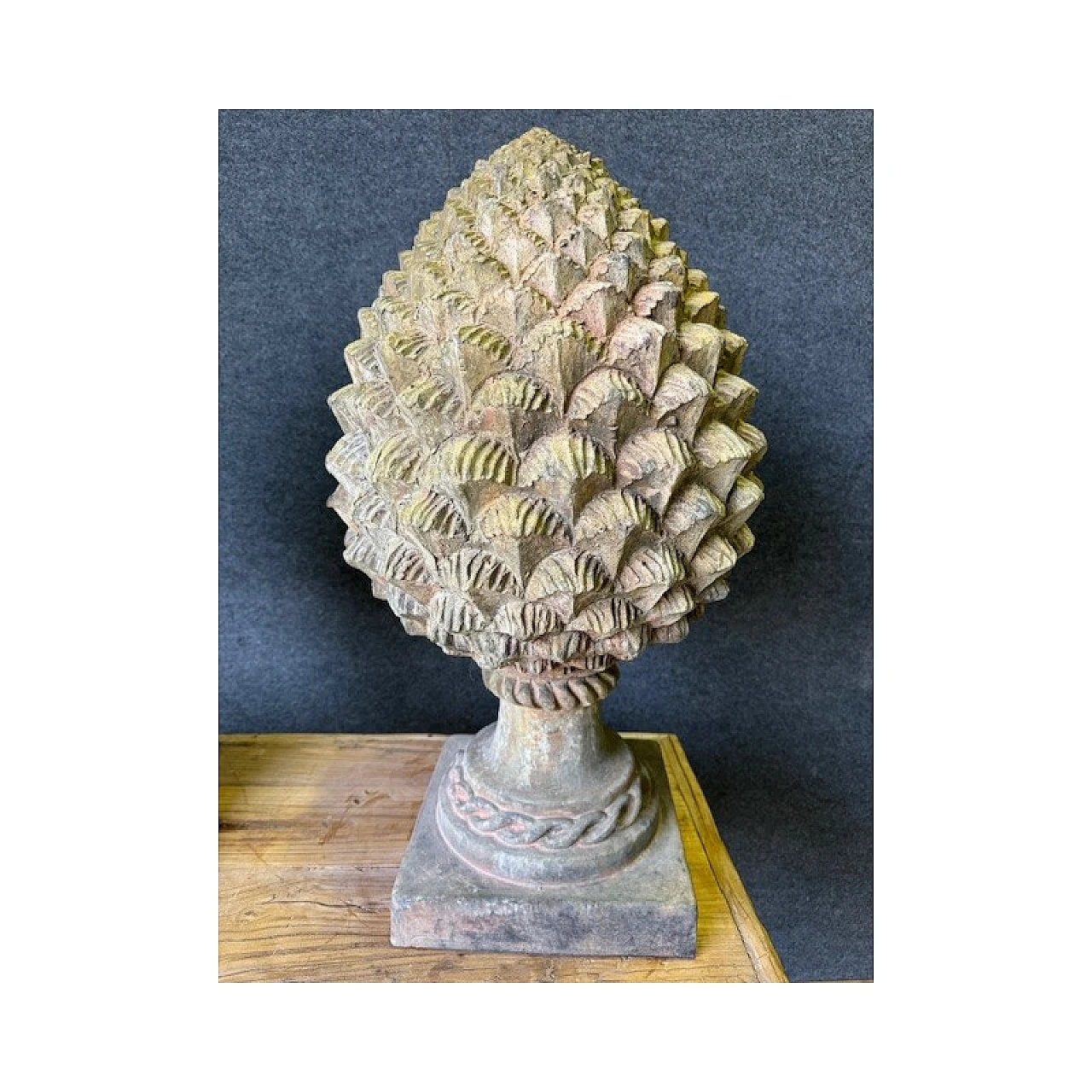 Pair of Renaissance style terracotta pine cones 10