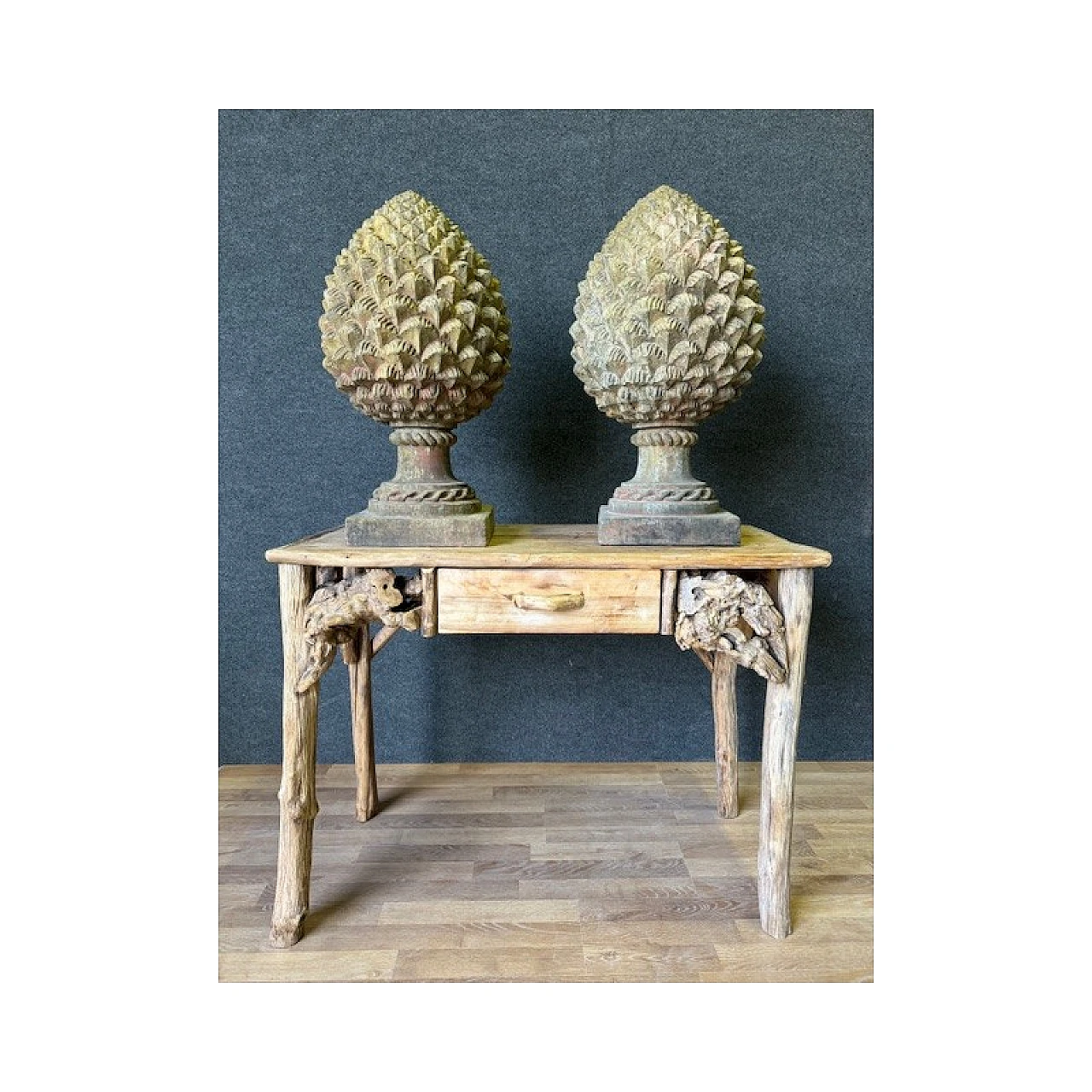 Pair of Renaissance style terracotta pine cones 14