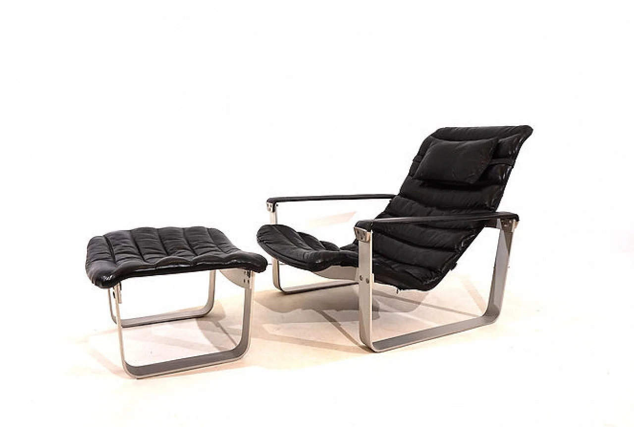 Pulkka armchair with footstool by I. Lappalainen for Asko, 1960s 1