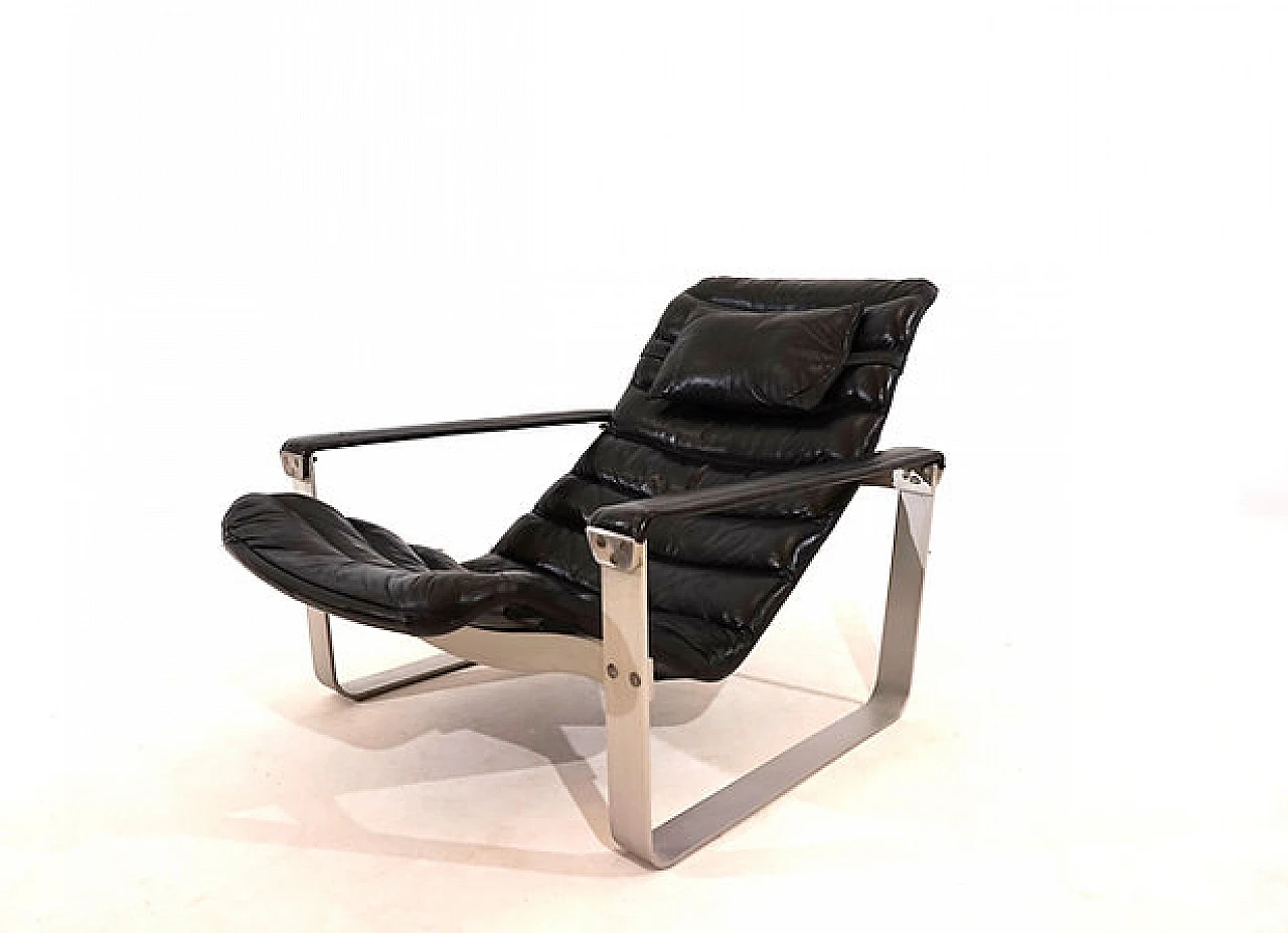 Pulkka armchair with footstool by I. Lappalainen for Asko, 1960s 5