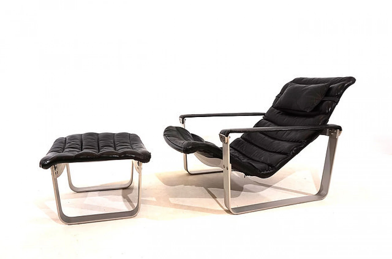 Pulkka armchair with footstool by I. Lappalainen for Asko, 1960s 7