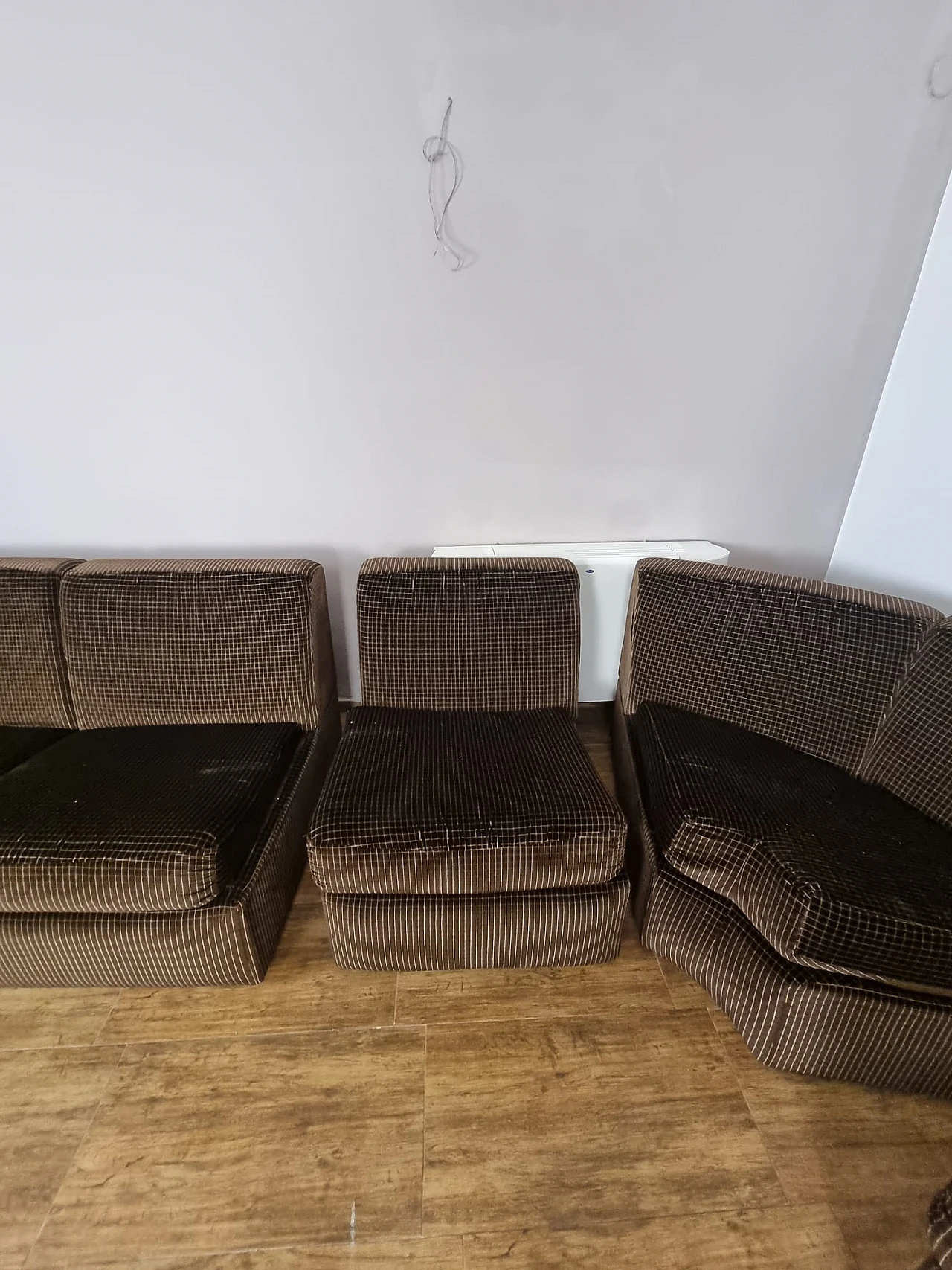 6-Seater brown velvet corner sofa, 1970s 5