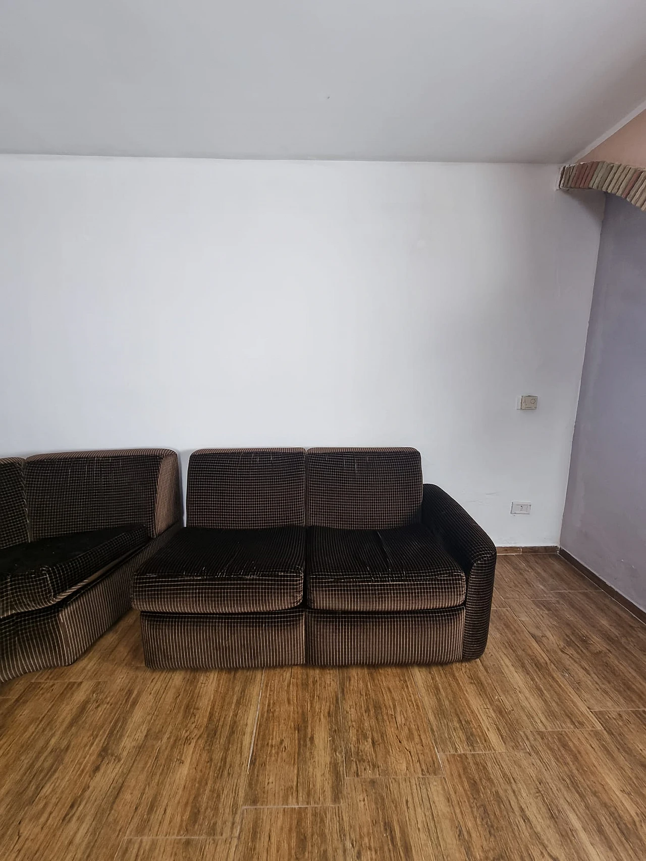 6-Seater brown velvet corner sofa, 1970s 7